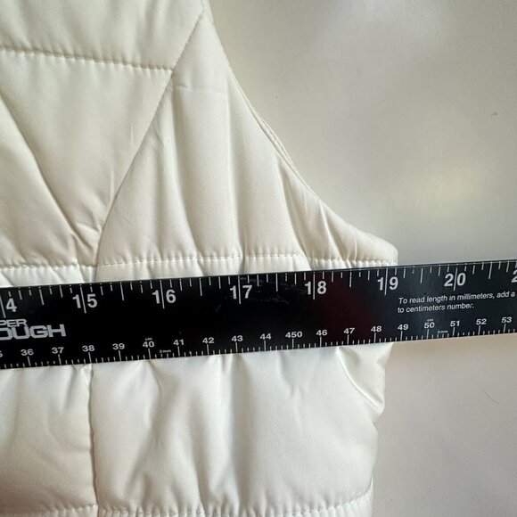 Nautica Puffer Vest Womens Medium Ivory Blue Anchor Buttons Layering - Picture 9 of 10